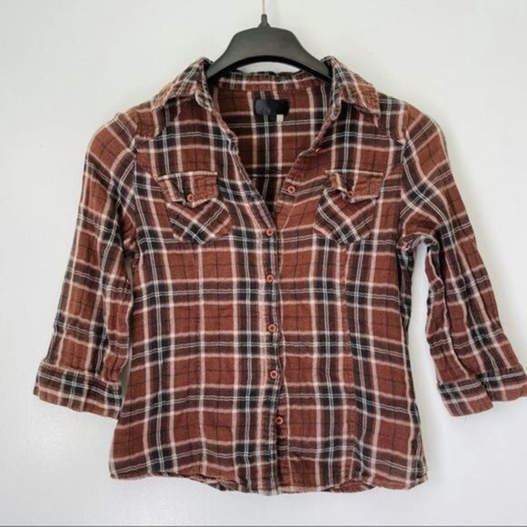 Brown Plaid Button Down Shirt - Picture 3 of 6